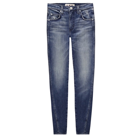 REVOLVE Jeans AMO High Rise Twist Crop Blue Denim in Sweetheart Wash SZ 27 NEW! - Picture 2 of 16